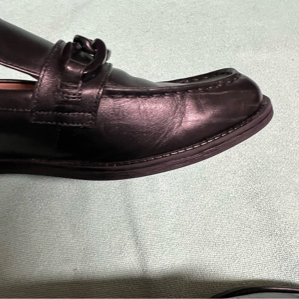 Cole Haan Stassi slip on Black Leather Loafers chunky chain hardware comfort - Picture 8 of 14